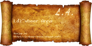 Lövbeer Anna névjegykártya